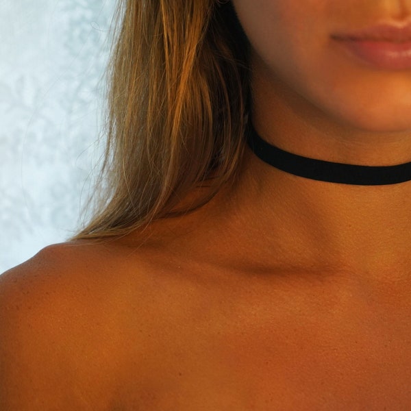 Matte Black Ultra Suede Choker • Super Comfortable Stretch