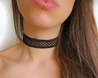 Black Elastic Cage Choker