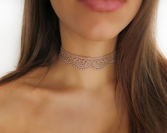 Beige Crochet Lace Choker