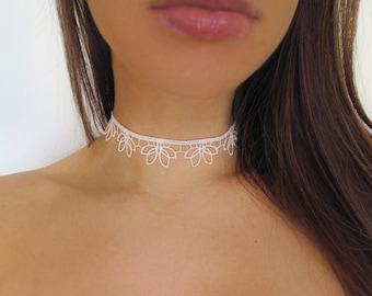 White Lotus Lace Choker