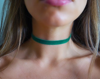 Gargantilla de terciopelo verde esmeralda • Terciopelo elástico ultra cómodo