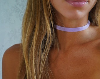 Lilac Satin Elastic Choker