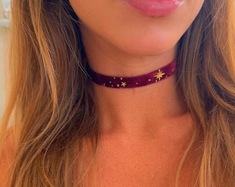 Night Sky Choker • Double Sided Velvet Star Necklace