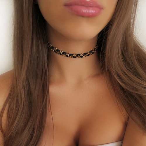Gold Neck Cuff Gold Choker Necklace Gold Wire Choker Etsy