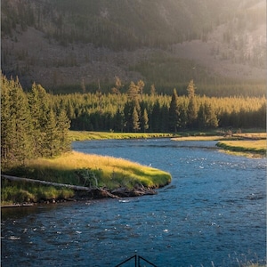 Golden Hour River-Yellowstone, Montana, Ready to hang, wrapped canvas, acrylic, metal, print photo or puzzle