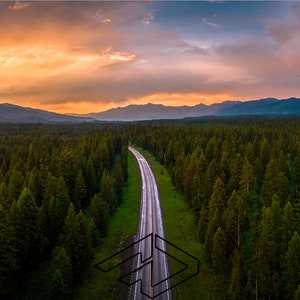 Road Trip Sunset Panoramic-Big Sky Montana, print photo or ready to hang metal