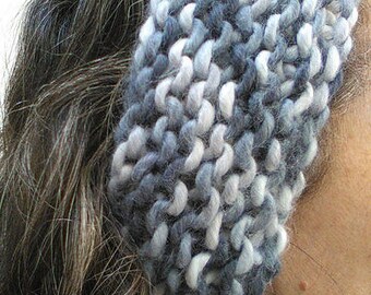 Grey Sky Headband digital knitting Pattern. Easy knitting pattern for beginner.