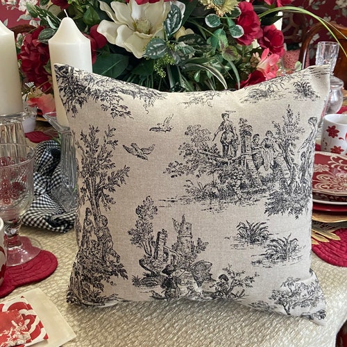 Toile Pillow Cover. Zipper Closure Pillow Covers. Toile Black Etsy