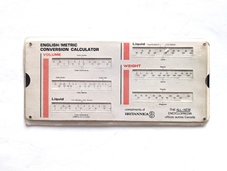 Vintage English/metric Conversion Calculator USA - Etsy