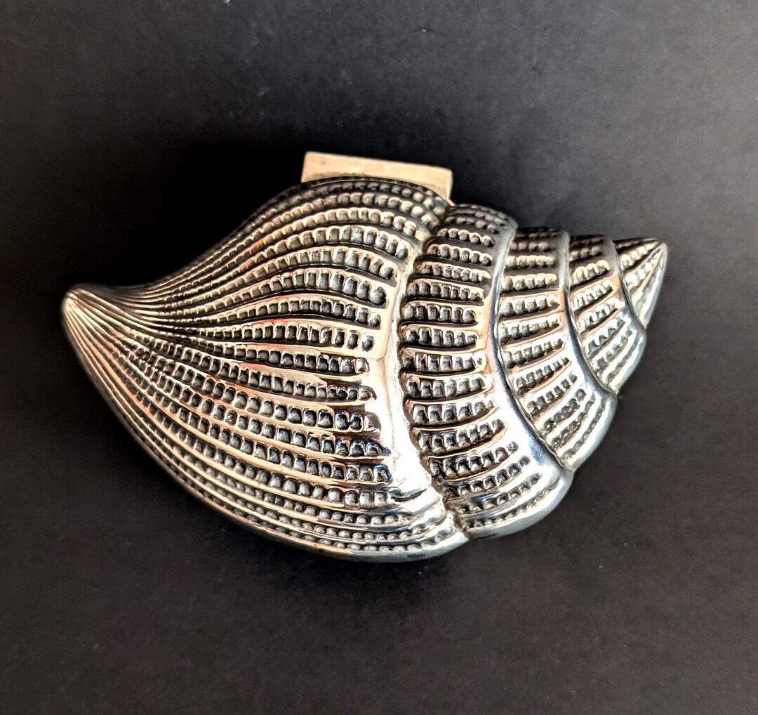 Vintage Silver Plated Conch Shell Shaped Trinket Jewelry Box - Etsy