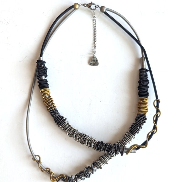 Vintage Sandrine Giraud Handmade Wire Coils Cable Necklace Paris