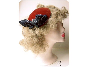 CocktailHut, MiniHut, Fascinator / Headpiece / VintageStyle / rostrot, schwarz / Gr.: one size