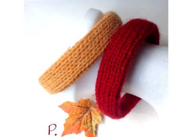 Hair hoop wool mix / red or mustard yellow / knitted / 3 cm wide / one size