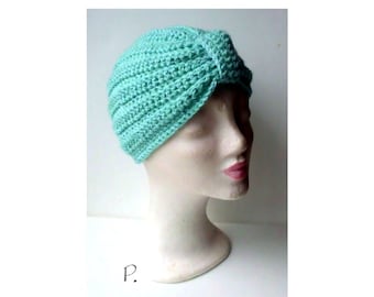 Kappe / Mütze / HäkelKappe / Turban Style / mint / Gr.: M