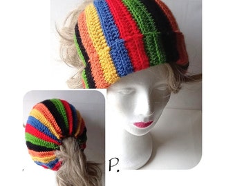 Dreadlocks hat, long beanie with opening, hippie beanie / different wearing variations / size: S-M