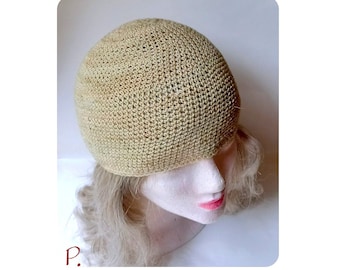 Classic cap; Crochet Hat; Cap / finely crocheted from plant-dyed merino wool / size: M