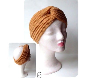 Twisted Turban Headband; Kopfband; Stirnband / senfgelb / Gr.: M