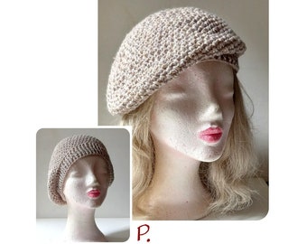 Transition hat! beret; beanie hat; crochet hat; Hat / Taupe-Grey / Size: M