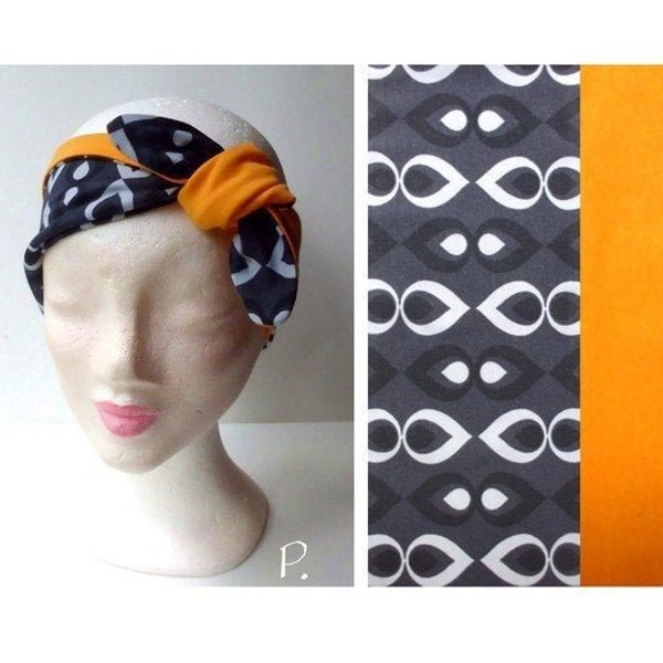 Wende-Haarband; Kopfband; Stirnband; Headscarf / RetroLook / Gr.: M, 90 x 11 cm