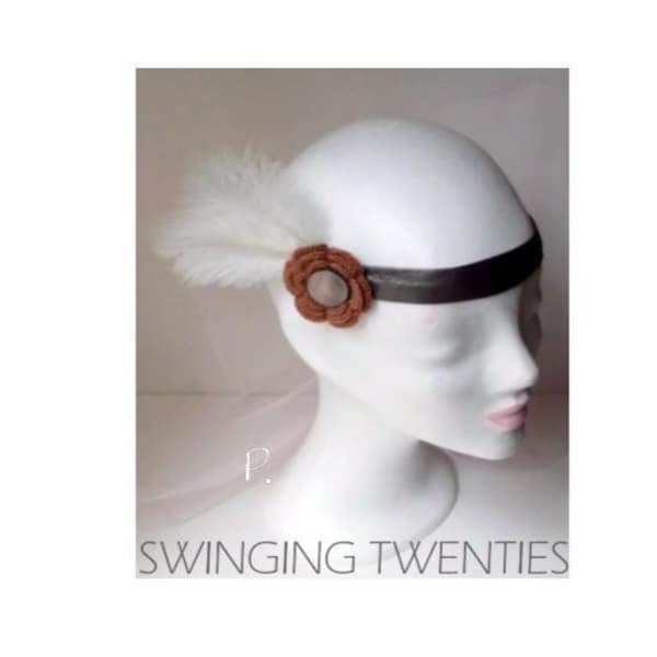 20erJahreLook für die Themenparty >  Haarband, Kopfband, Stirnband / Vintage-Leder / braun / Gr.: S - M
