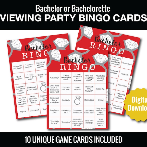 Bachelor or Bachelorette Viewing Party Bingo Cards INSTANT DOWNLOAD//TV show