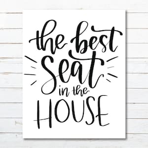 Best Seat in the House bathroom Hand-Lettered OVERSIZED Art Print//16x20 funny bathroom sign