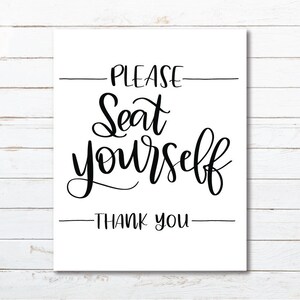 Please Seat Yourself bathroom Hand-Lettered OVERSIZED Art Print//16x20 funny bathroom sign