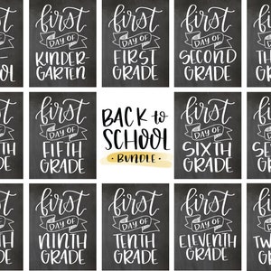 First Day of School Chalkboard Sign Bundle Printable - Every Grade Included