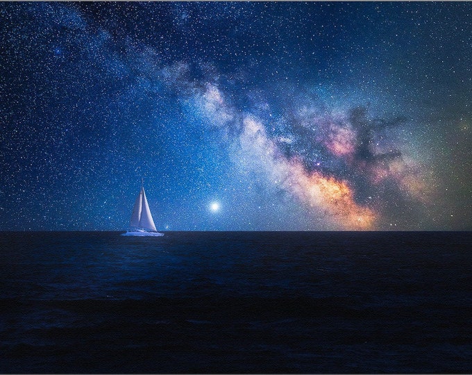 Milky Way art print Milky Way wall art Milky Way print Milky Way canvas Sailboat Print Sailboat art large wall decor ocean decor print