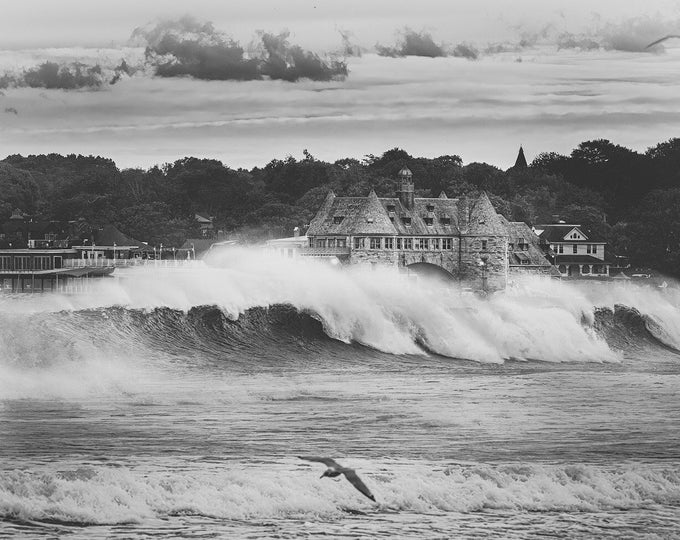 Narragansett Towers Print The Towers black and white wall art photograph coastal home decor beach art Rhode Island art metal or photo print