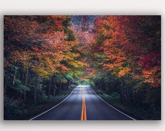 Smugglers Notch fall decor vermont autumn foliage large wall decor photography print horizontal canvas or luster paper print new england