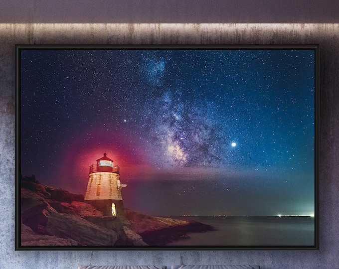 Milky Way print Castle Hill Lighthouse Milky Way wall art Milky Way canvas Milky Way photography large wall decor Newport ocean decor