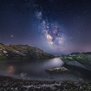 Milky Way wall art Milky Way print Milky Way art print Milky Way canvas large wall decor celestial decor night sky ocean decor blue stars