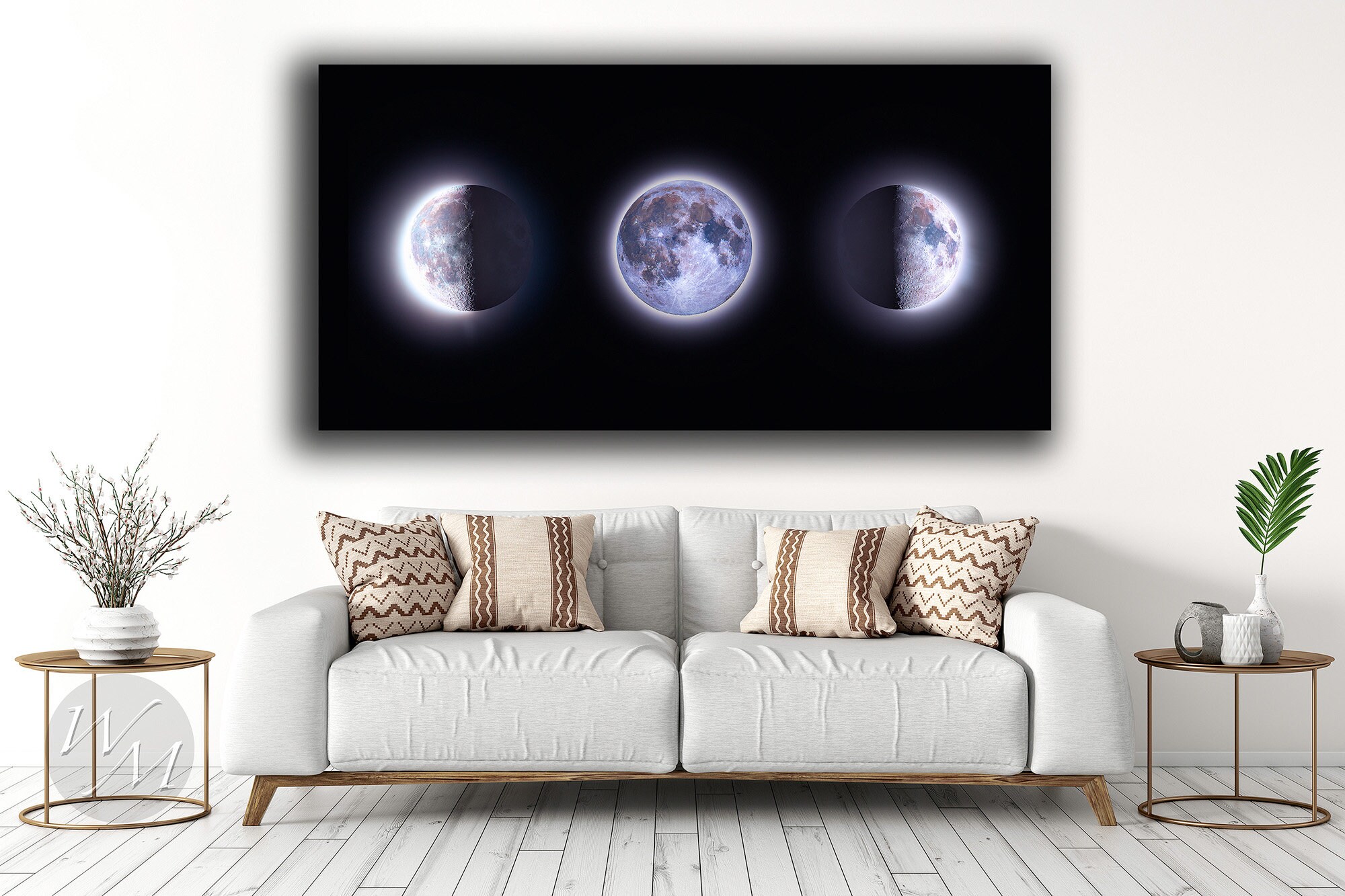 Moon wall art print large wall decor moon phase photography Etsy