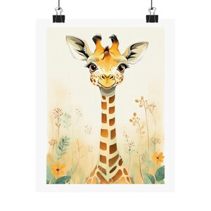 Baby Giraffe Nursery Poster Print, Matte Vertical Poster for Kids Room, Animal Wall Art Decor, Safari Wildlife Decoration, Gender Neutral