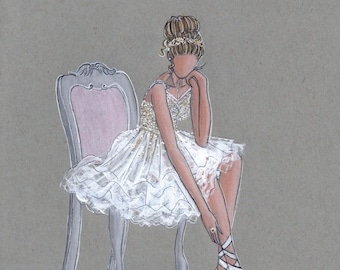 La Petite Ballerine - Prints - 8"x10" - Various Sizes - Wall Art - Gifts for Her - Ballerina Art - Tulle Dress - Ballet Slippers - Blush