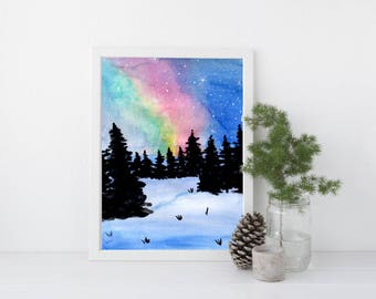 Northern Lights  - 8"x10" - Various Sizes - Wall Art - Gifts for her - Kids Decor - Adventure -Nature Lovers -Winter Art -Home Decor -Aurora