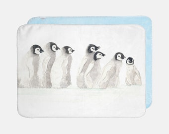 Baby Penguins - Boy - Girl - Baby Blanket - Faux Fur - Minky Blanket - Baby Gifts - Baby Shower - Cuddle - Nursing Blanket -Made to Order