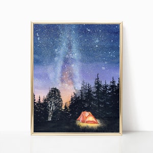 Afterglow - THE ORIGINAL - 9"x12" - Wall Art - Gifts - Camping Art - Nature Art - Home Decor - Hygge - Celestial - Landscape - Sunset - Pine