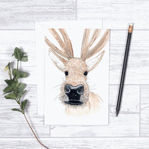 Caribou Nose - 4"x6" - Individueel - Wenskaart - Cadeaus voor hem - Natuurkunst - Voor kinderen - Winterkaarten - Geweien - Jagers - Seizoensgebonden