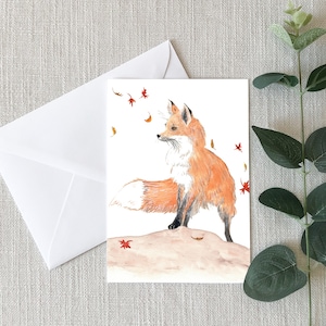 Fox in the Fall - 4"x6" - Individual - Greeting Card - Gifts for Him - Nature Art - Kids - Winter Cards  - Foxes - Woodland Animals - Foxy