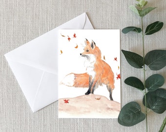 Fox in the Fall - 4"x6" - Individual - Greeting Card - Gifts for Him - Nature Art - Kids - Winter Cards  - Foxes - Woodland Animals - Foxy