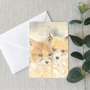 Snuggly Baby Foxes - Greeting Cards - Gifts - 4"x6" - Fox Card - Siblings Card - Love - Nature - Fox Kits - Woodland Creatures - Fox Babies