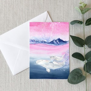 Wild en Gratis Beluga Whales Card - Wenskaart - 4"x6" - Cadeaus -Natuurkaart -Denken aan jou -Baby - Liefde - Orka's - Noordpool - Oceaan