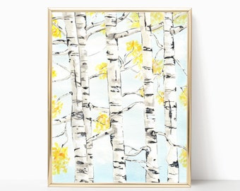 Autumn Birch Trees - Prints - 8"x10" - Various Sizes - Wall Art - Gifts - Fall Art - Cottage - Birch Trees - Fall Trees - Nature Art - Decor