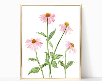 Pink Echinacea Flowers - Prints - 8"x10" - Various Sizes - Wall Art - Gifts for her - Garden Art - Cone Flowers - Floral Art - Home Decor