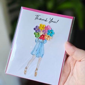 Thank You 3D Flower Card - Gifts for her - 4"x6" - Individual - Love - Gifts For Her - Thinking of You - Thankful - Kindness - Friendship