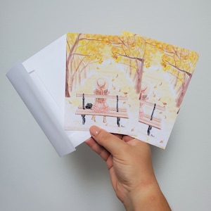 Fall Into Autumn - Note Cards - 10x15cm - Single Grußkarte - Geschenke für sie - Herbst - Paris - Feminine Karte - Thinking of You - Love - Gold