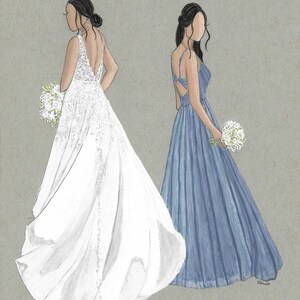 Blossom & Belle Bridal Bridesmaids Various Sizes Wall Art Bridal Illustration Contact for Custom Maid of Honor and Bride Gifts image 10