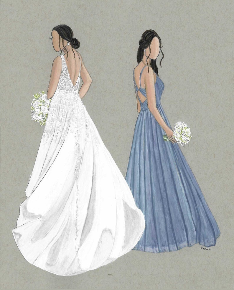 Blossom & Belle Bridal Bridesmaids Various Sizes Wall Art Bridal Illustration Contact for Custom Maid of Honor and Bride Gifts image 10